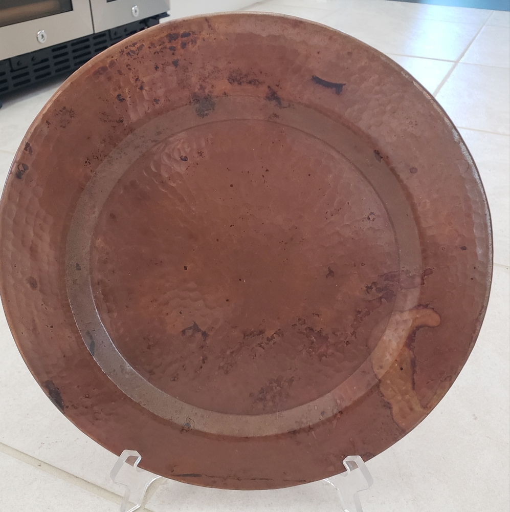 Hammered Copper Plate Charger /  Serving Tray